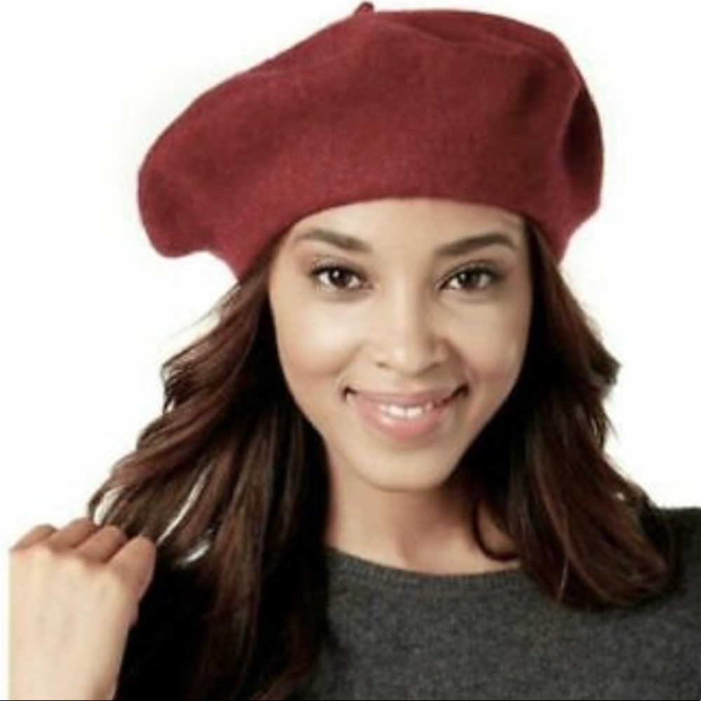 INC International Concepts Wool Beret – Burgundy wine trend